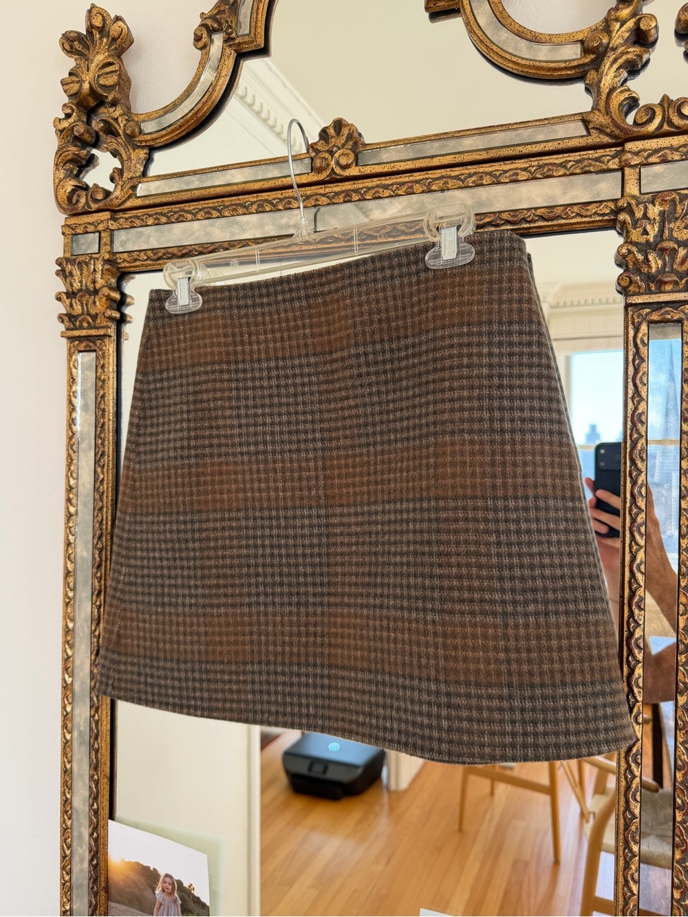 Theory Brown Plaid Mini Skirt